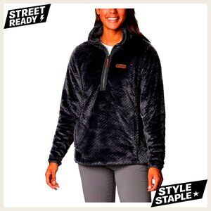 Sherpa Fleece Quarter Zip Pullover Jacket with Plush Collar and Pockets